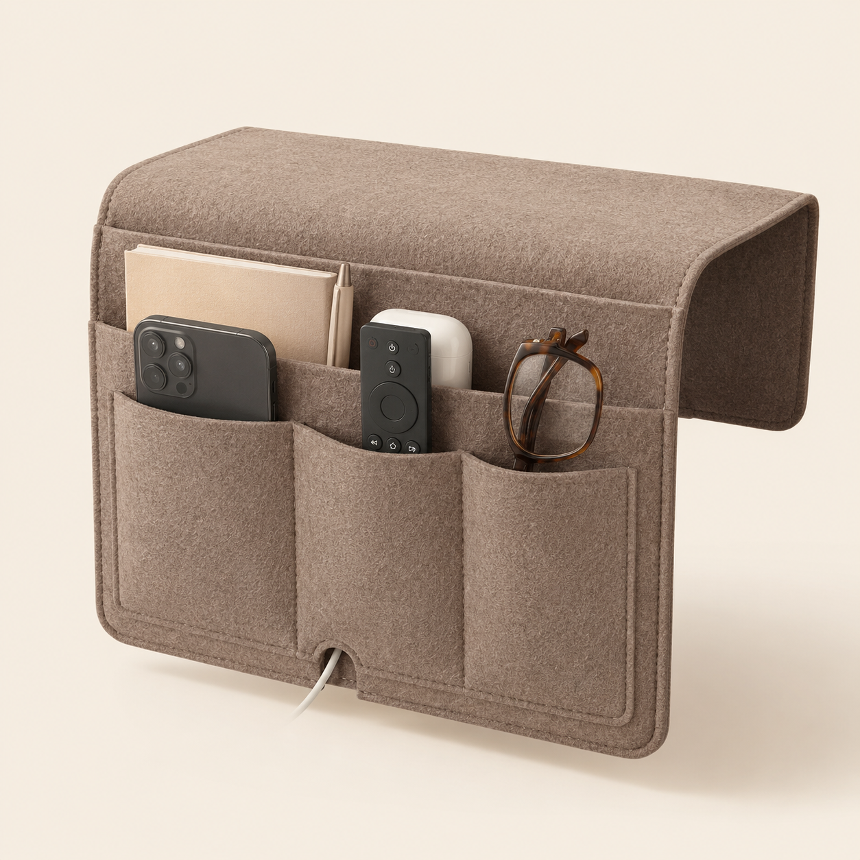 Felt Sofa Armrest Organizer – Couch & Bedside Remote Control Holder with Multi-Pocket Storage