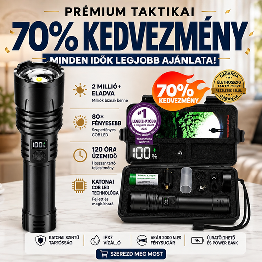 Billhol® 💥Szuperfényes Ultimate taktikai túlélő zseblámpa · Több mint 2 millió eladott darab · 80× fényesebb · 120 órás üzemidő · Katonai minőségű COB LED technológia💥
