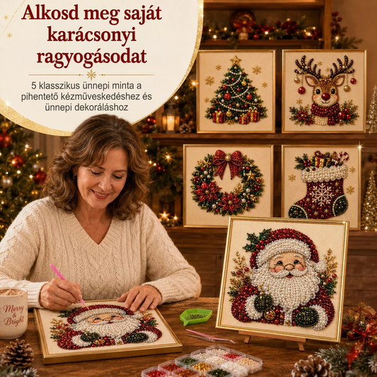 ✨ 3D karácsonyi gyöngykép-készítő készlet – Pihentető ünnepi kreatív alkotás