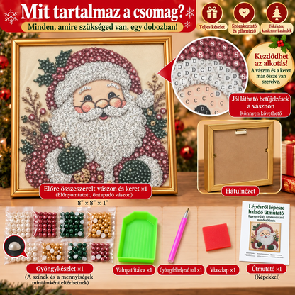 ✨ 3D karácsonyi gyöngykép-készítő készlet – Pihentető ünnepi kreatív alkotás