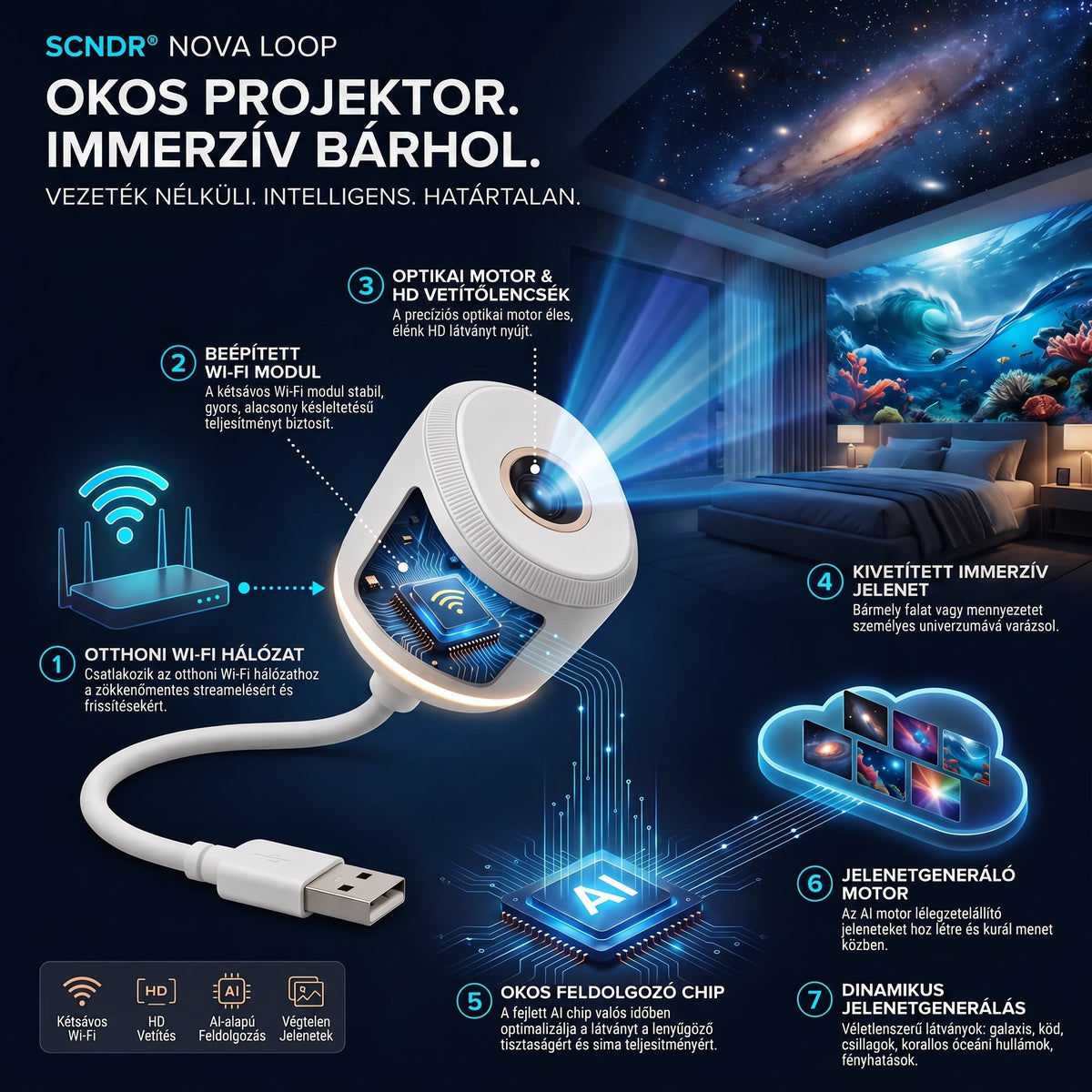 𝑺𝑪𝑵𝑫𝑹® 🦖⭐Dinoszaurusz HD Projektor – Hordozható LED Vetítő | Egyszerű Használat