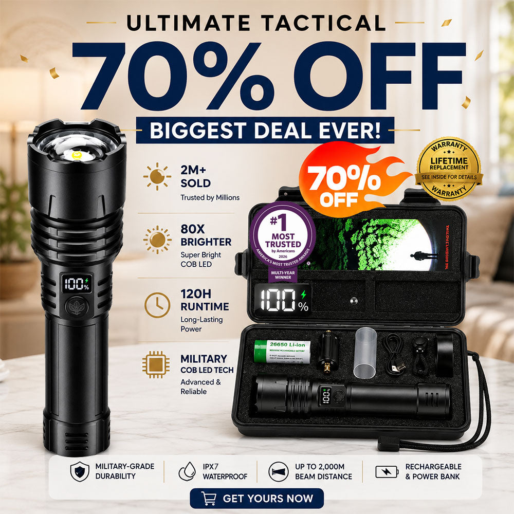 Billhol® 💥Super Bright Ultimate Tactical Survival Flashlight · 2M+ SOLD · 80X Brighter ·120H Runtime · Military COB LED Tech💥